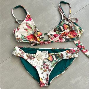 BECCA Floral Bikini Set with Ring Detail